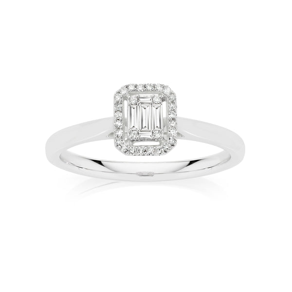 9ct 0.18ct diamond emerald cut ring