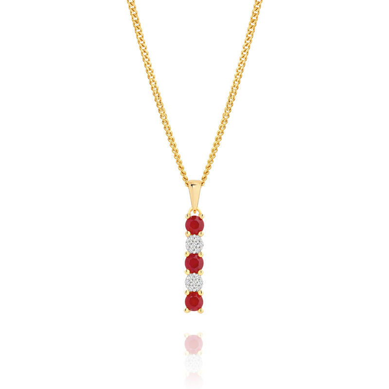 9ct ruby & diamond cluster pendant