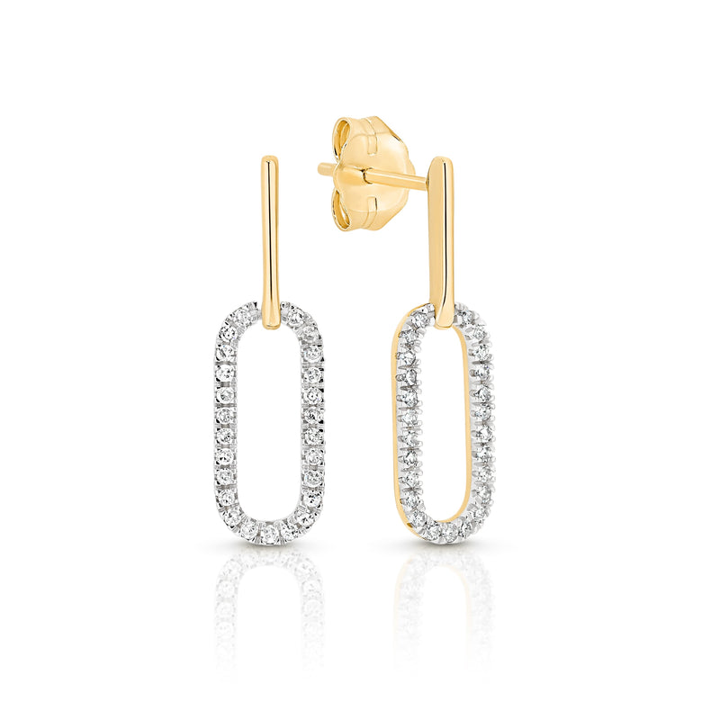 9ct 0.15ct diamond paperclip earrings