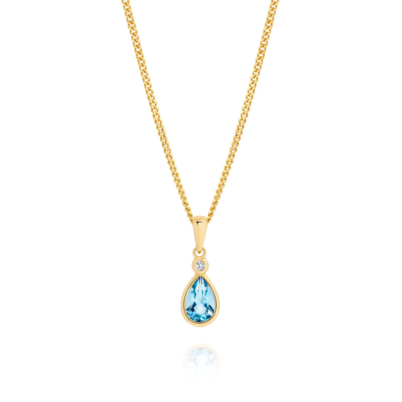 9ct blue topaz & cubic zirconia pendant