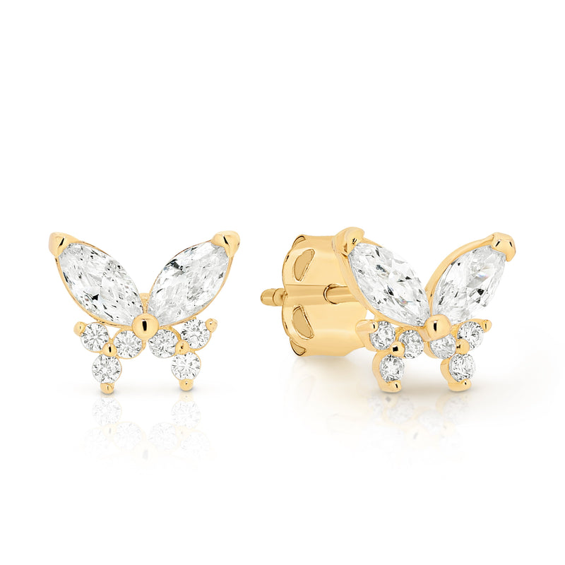 9ct  cubic zirconia  butterfly studs