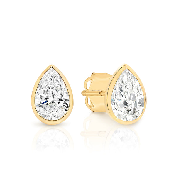 9ct pear cubic zirconia bezel studs