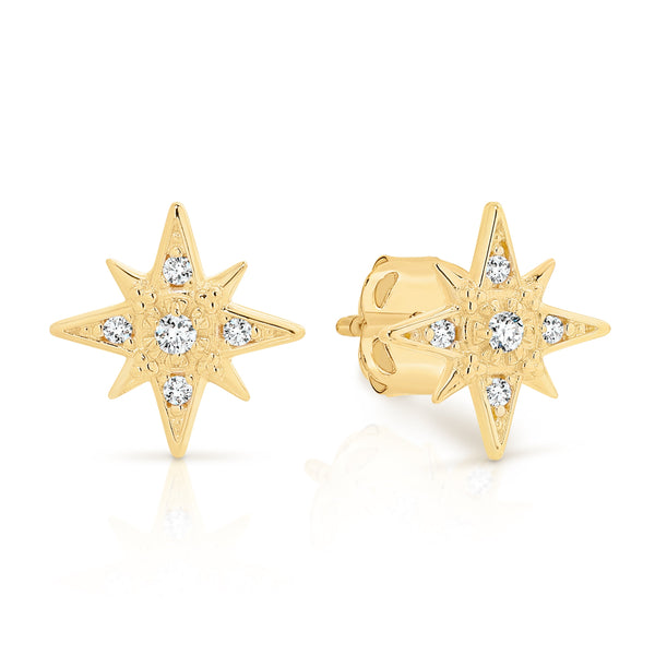 9ct cubic zirconia star studs