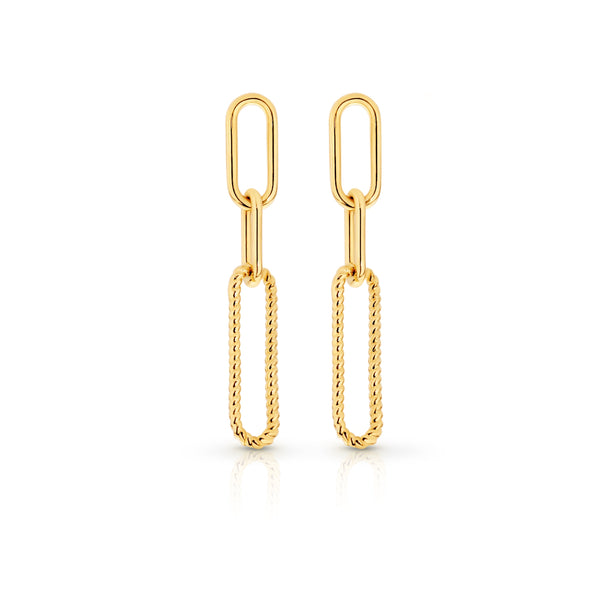 9ct gold paperclip drop studs