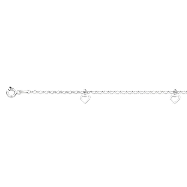 Silver figaro anklet with hearts