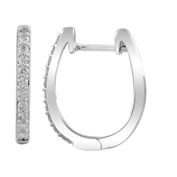 Huggie Earrings with 0.25ct Diamonds in 9K White Gold