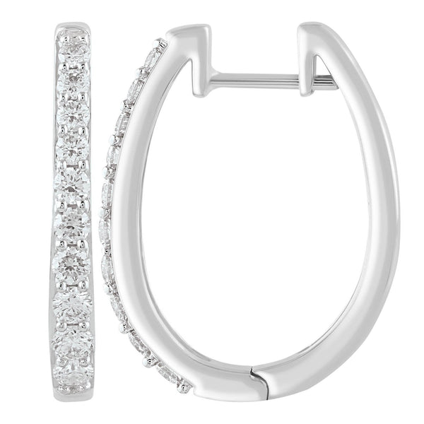 9ct White Gold 0.75ct Diamond Huggie Earrings