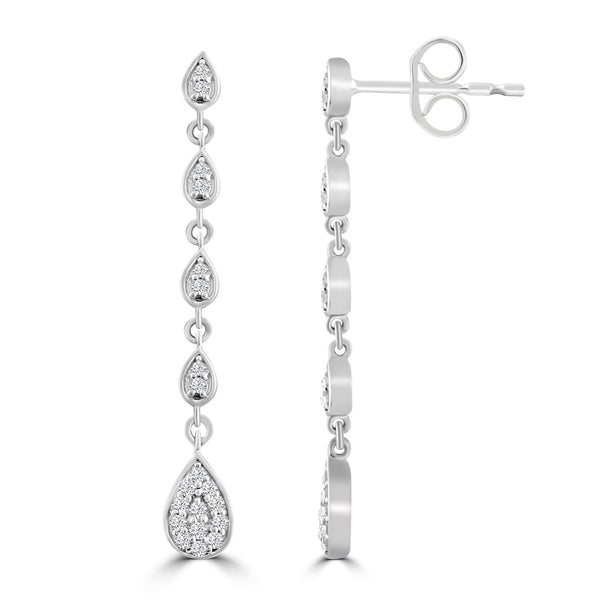 Diamond Drop Earrings with 0.18ct Diamonds in 9ct White Gold