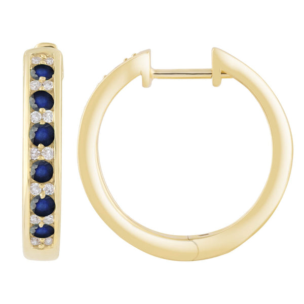 Diamond Sapphire Earrings with 0.10ct Diamonds in 9ct Yellow Gold - E-16484BS-012-Y