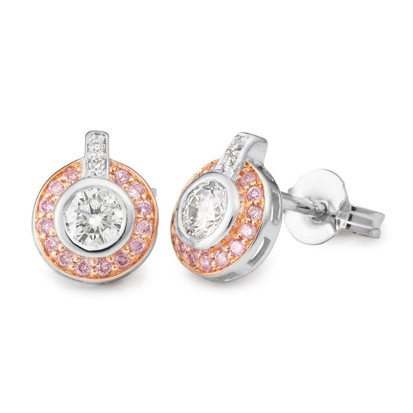 0.37ct White & Pink Diamond Earrings in 9ct Rose Gold