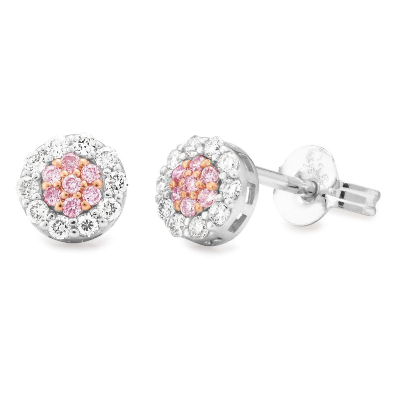 0.20ct White & Pink Diamond Earrings in 9ct White & Rose Gold