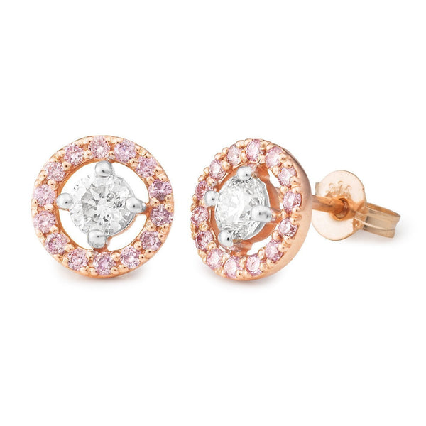 0.81ct White & Pink Diamond Earrings in 9ct Rose Gold