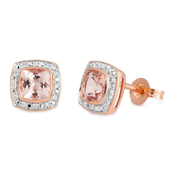 Morganite & Diamond Earrings in 9ct Rose Gold