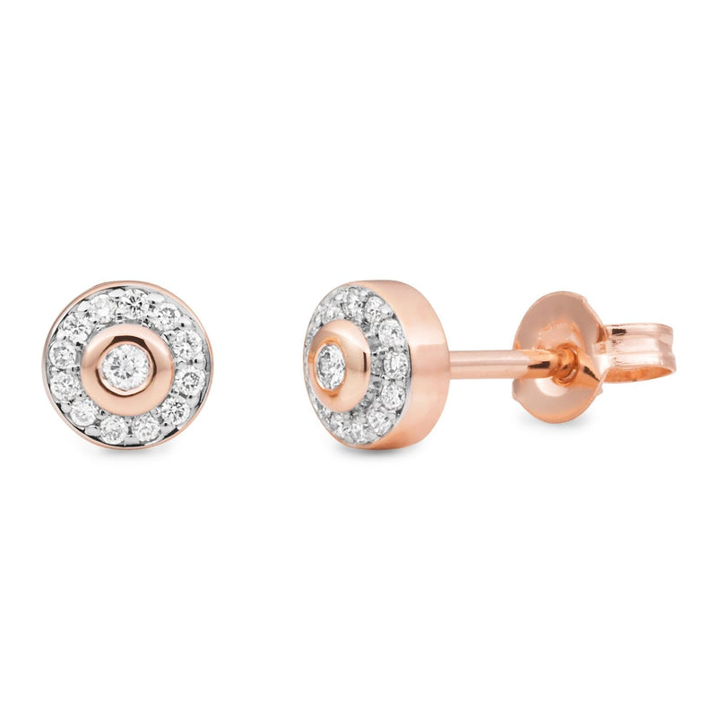 0.15ct Diamond Halo Diamond Earrings in 9ct Rose Gold