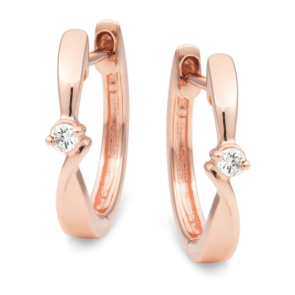 0.10ct Diamond Claw Set Huggie Earrings in 9ct Rose Gold