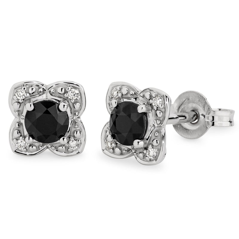 Sapphire & Diamond Stud Earrings in 9ct White Gold