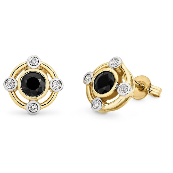 Sapphire & 0.13ct Diamond Stud Earrings in 9ct Yellow Gold