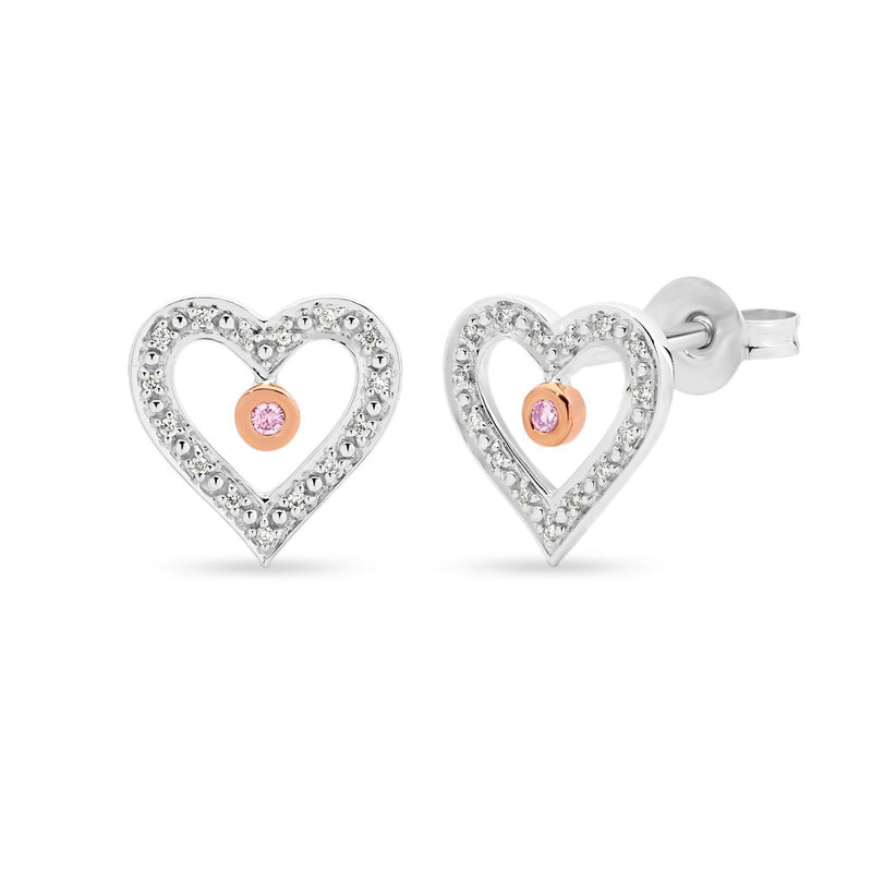 White & Pink Diamond Earrings in 9ct White Gold