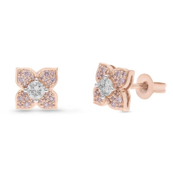 0.36ct Pink & White Diamond Earrings in 9ct Rose Gold