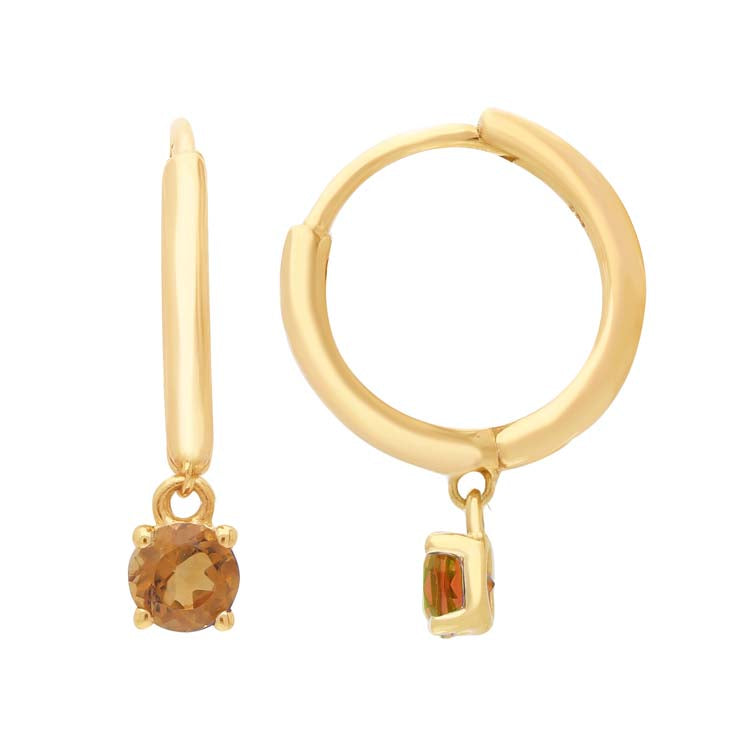 Citrine Huggie Earrings 9ct Yellow Gold