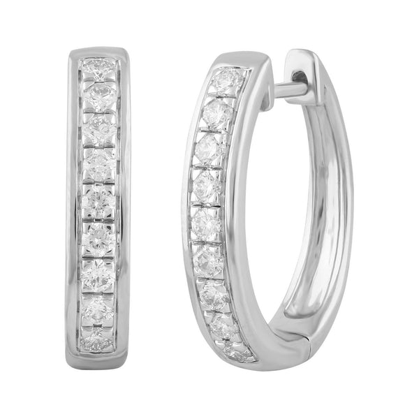 9ct White Gold 0.53ct Diamond Huggie Earrings