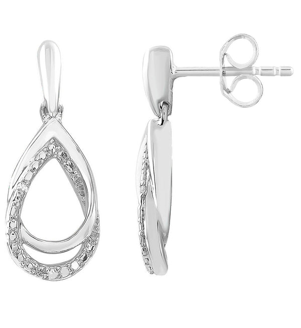 9ct White Gold 0.01ct Diamond Earrings