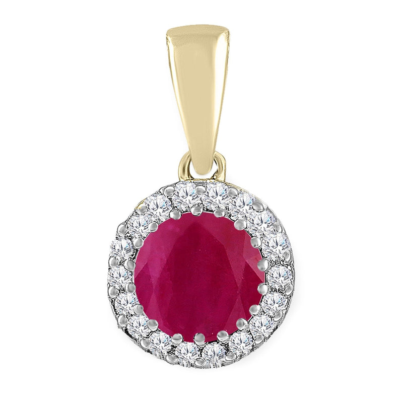 9ct Yellow Gold 0.03ct Diamond Ruby Pendant