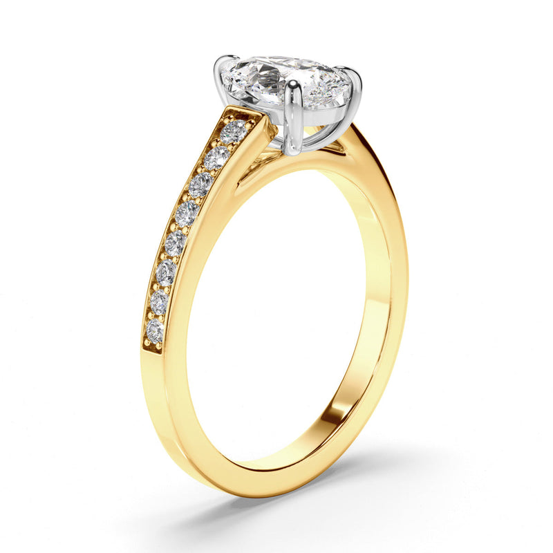 Pear Cut Diamond Engagement Ring with Diamond Sides