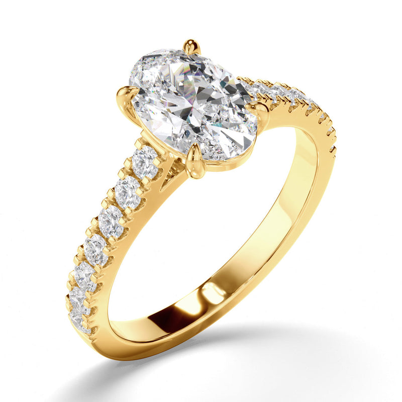 Oval Cut Diamond Engagement Ring with Diamond Sides