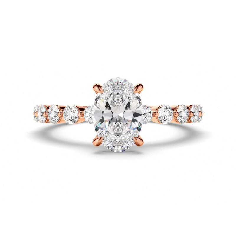 Oval Cut Diamond Engagement Ring with Diamond Sides