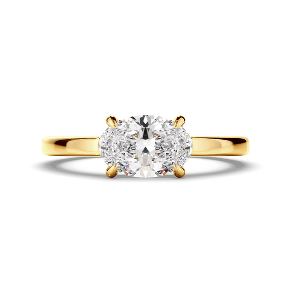 Oval Cut Diamond Solitaire East West Engagement Ring