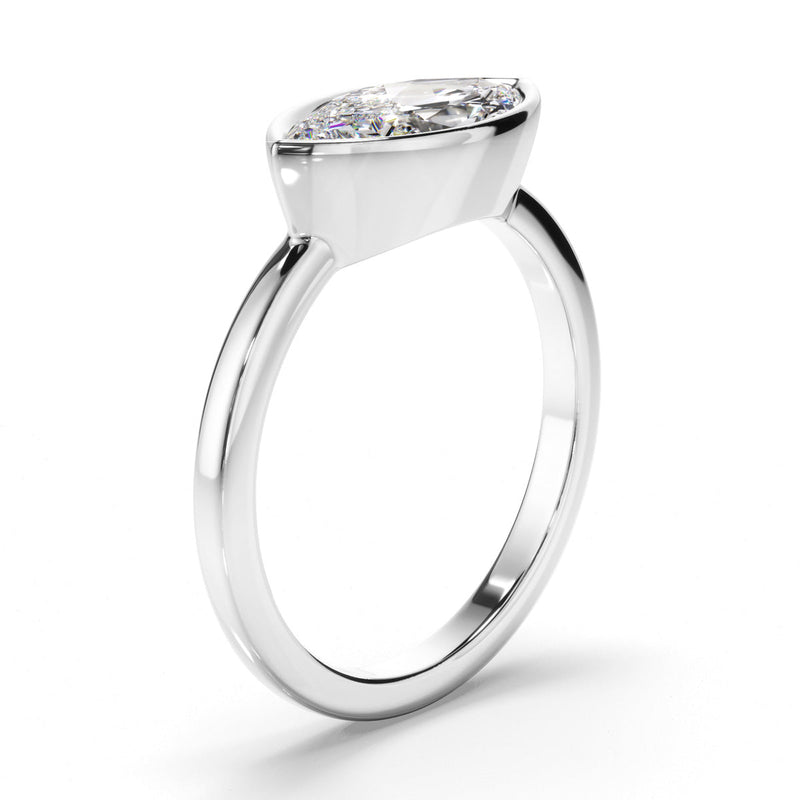 Marquise Cut Diamond Bezel East West Solitaire Engagement Ring