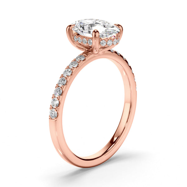 Oval Cut Diamond Engagement Ring with Diamond Sides