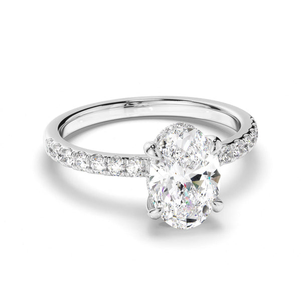 Oval Cut Diamond Engagement Ring with Diamond Sides