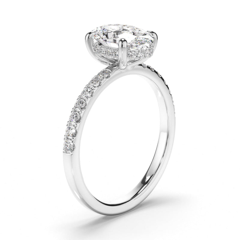 Oval Cut Diamond Engagement Ring with Diamond Sides