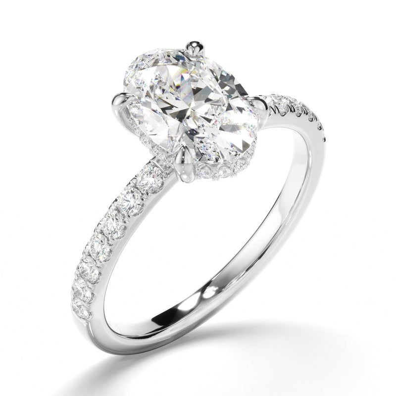 Oval Cut Diamond Engagement Ring with Diamond Sides