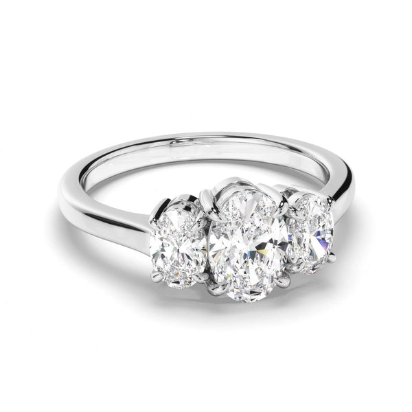 Oval Cut Diamond Trilogy Engagement Ring