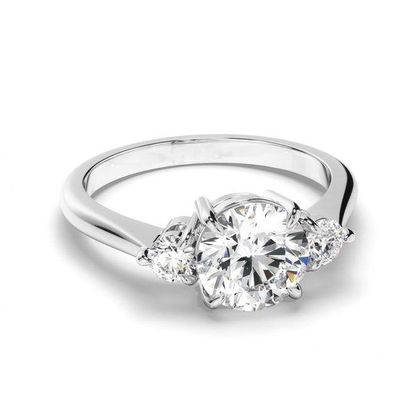 Round Brilliant Cut Diamond Trilogy Engagement Ring with Round Brilliant Sides