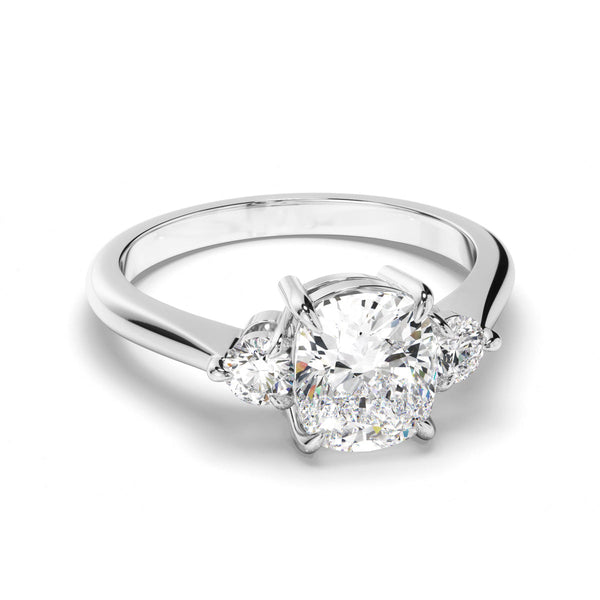 Cushion Cut Diamond Trilogy Engagement Ring