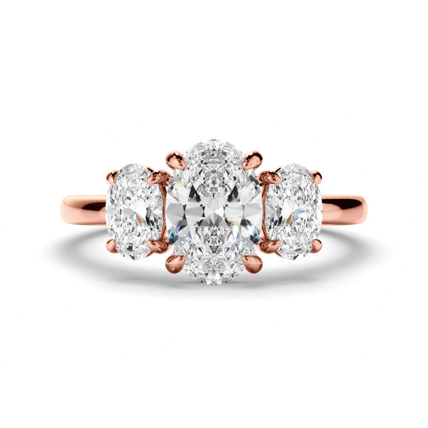 Oval Cut Diamond Trilogy Engagement Ring