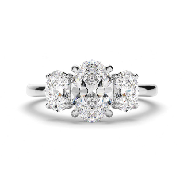 Oval Cut Diamond Trilogy Engagement Ring