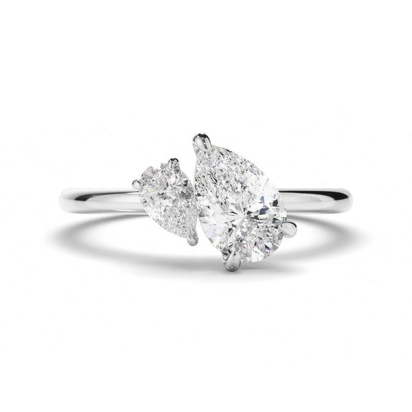 Pear Cut Diamond Toi et Moi Engagement Ring