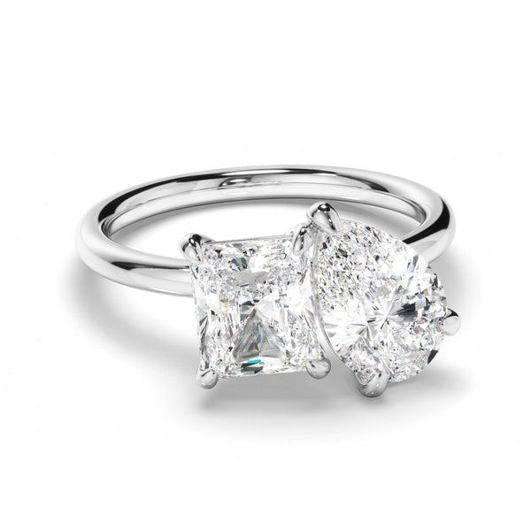 Radiant & Pear Cut Diamond Toi et Moi Engagement Ring