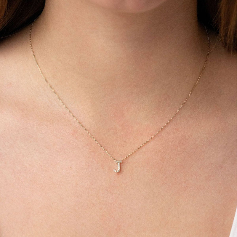 9ct Yellow Gold Diamond Initial 'J' Necklace