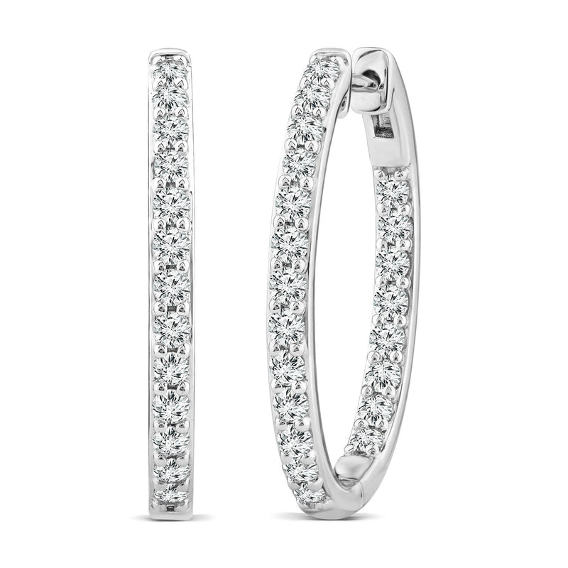 1.00ct Lab Grown Diamond Hoop Earrings in 18ct White Gold