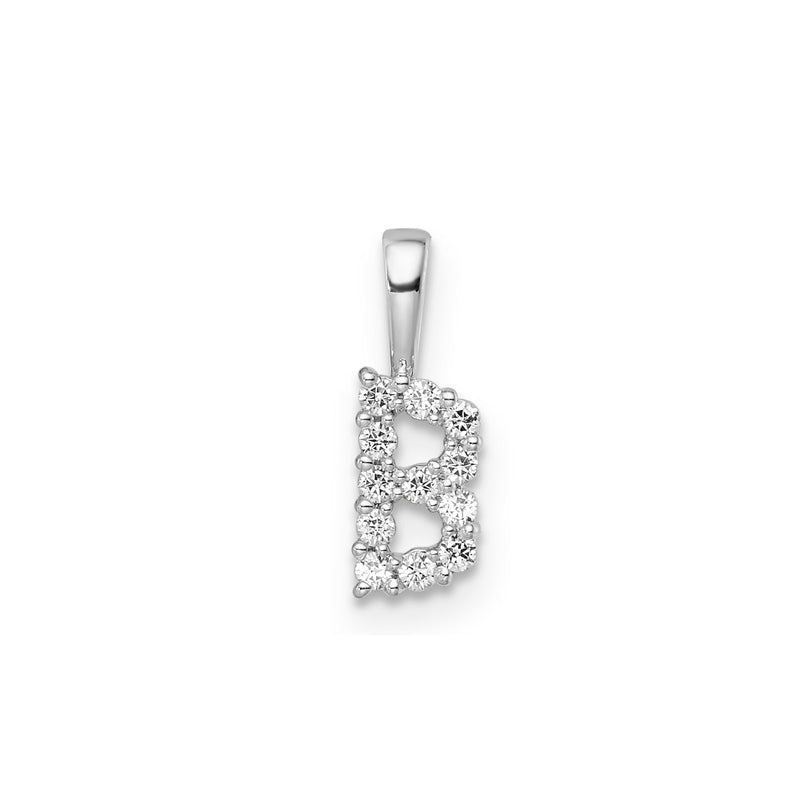 0.12ct Lab Grown Diamond Initial B Pendant in 9ct White Gold