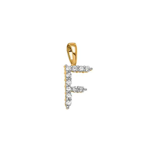 0.11ct Lab Grown Diamond Initial F Pendant in 9ct Yellow Gold