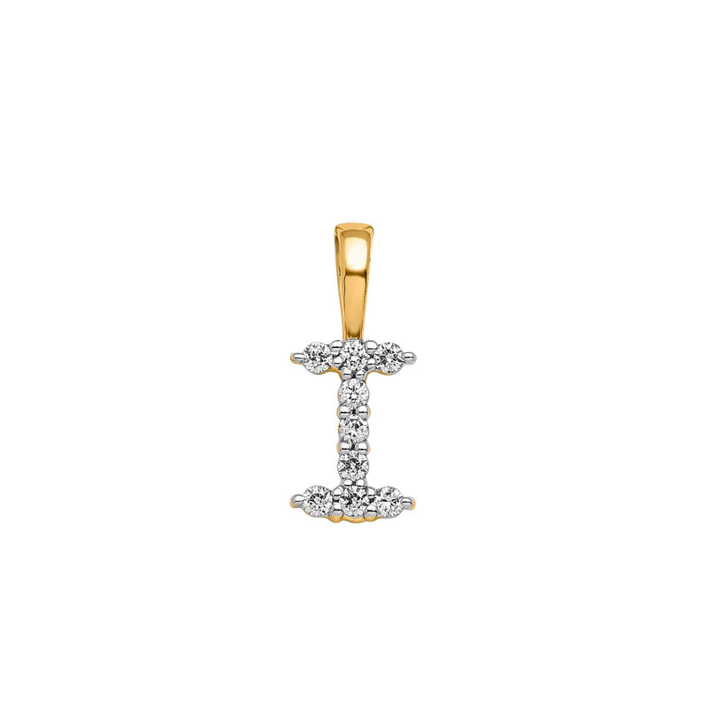 0.09ct Lab Grown Diamond Initial I Pendant in 9ct Yellow Gold