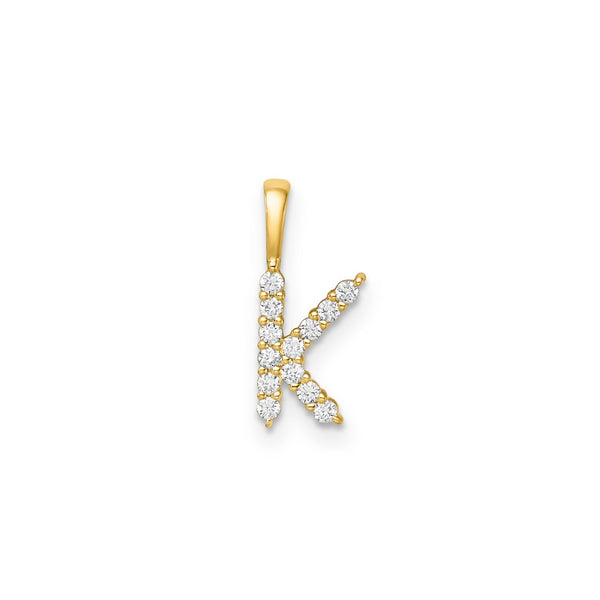 0.14ct Lab Grown Diamond Initial K Pendant in 9ct Yellow Gold