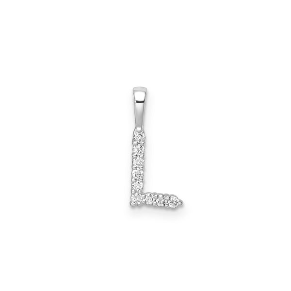 0.09ct Lab Grown Diamond Initial L Pendant in 9ct White Gold